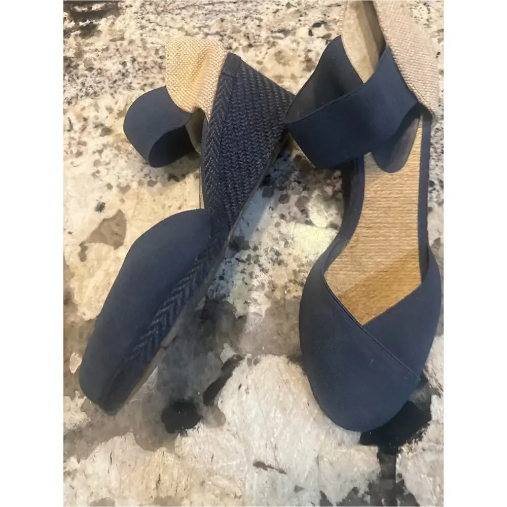 Lauren Ralph Lauren Charla Espadrille Wedge Sandal Size 9.5 Coastal Preppy Comfy